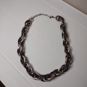 Black And Silver Tone Lightweight Large Link Chain Necklace